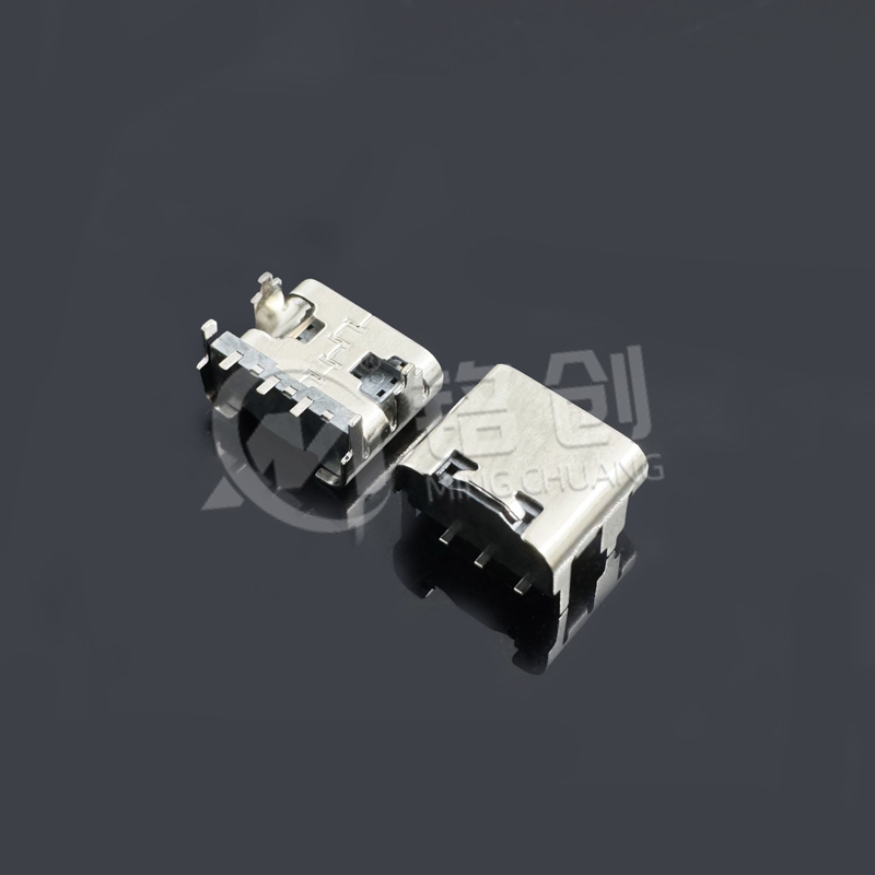 TYPE C母座3PIN 板上垫高1.0 四脚插板SMT L=7.4 一模 无弹 黄铜 LCP