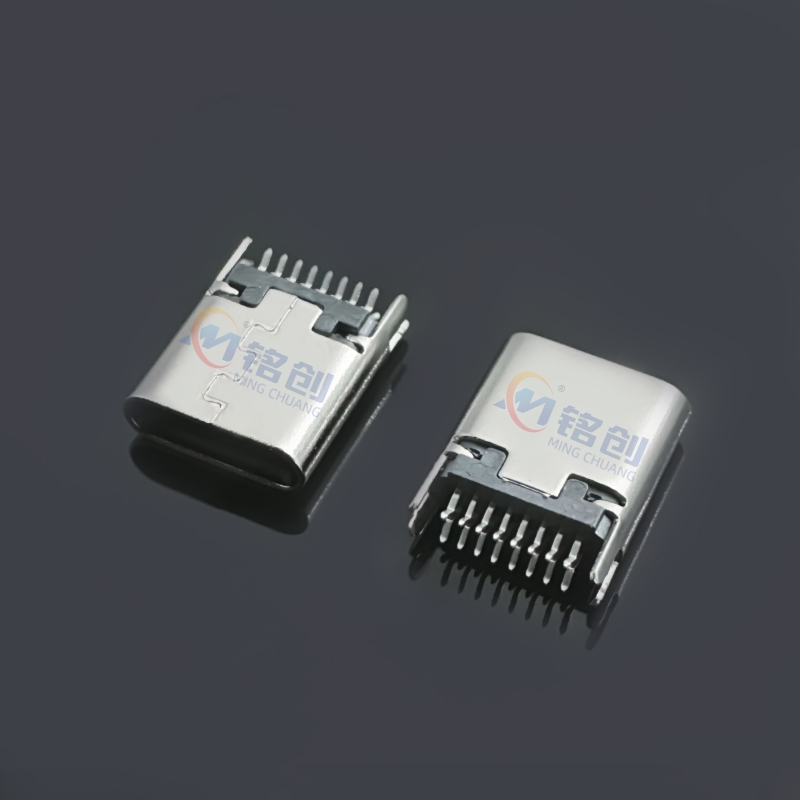 TYPE C母座 16PIN 夹板1.0 L=7.3 带鱼叉脚 针长2.4 USB接口