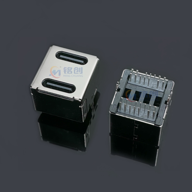 Type-C双层母座 14Pin 立式插板 双层TYPE-C+TYPE-C母座 USB接口