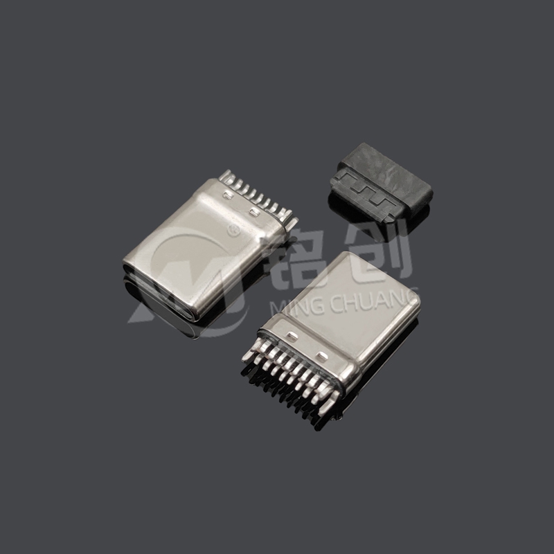 TYPE C公头16PIN 夹板0.8 L=10.8 拉伸 带接地
