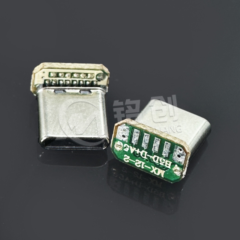 TYPE C公头16PIN 拉伸立贴9.5 带板六个焊盘