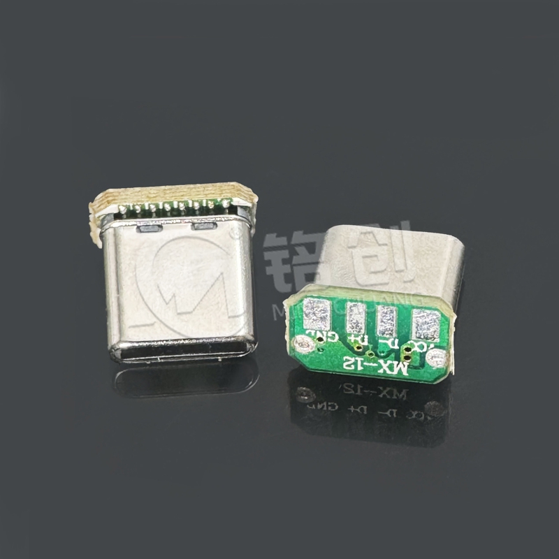 TYPE C公头16PIN 拉伸立贴9.5 带板四个焊盘