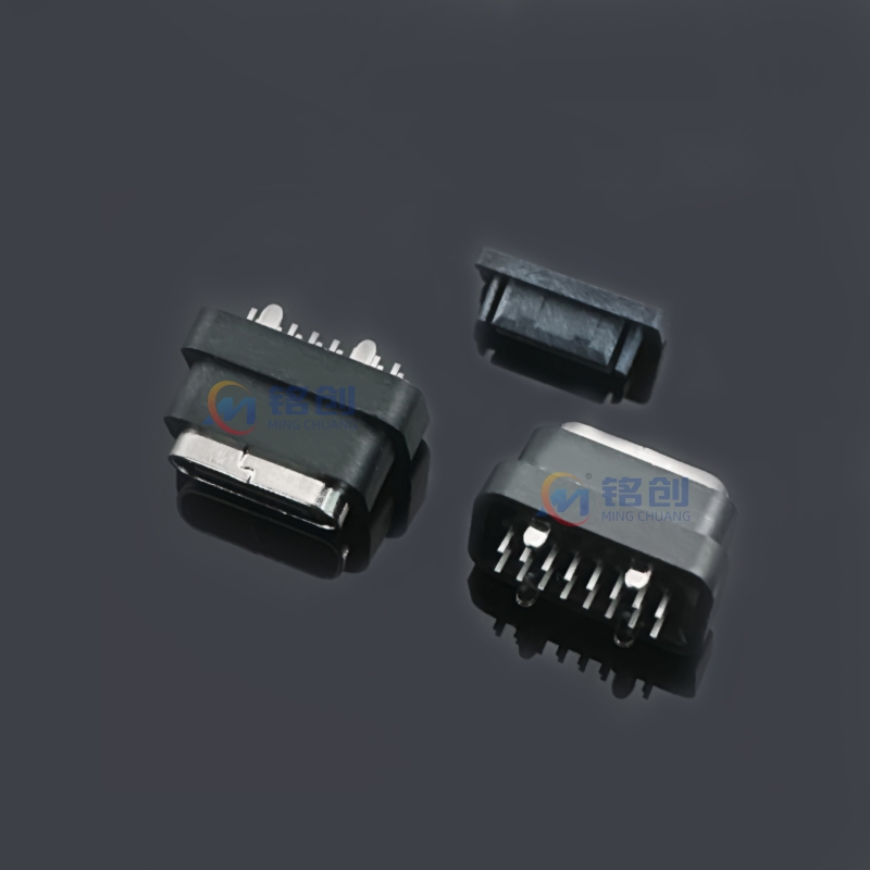 防水Type-C母座 16Pin 立插 L=7.1 USB接口