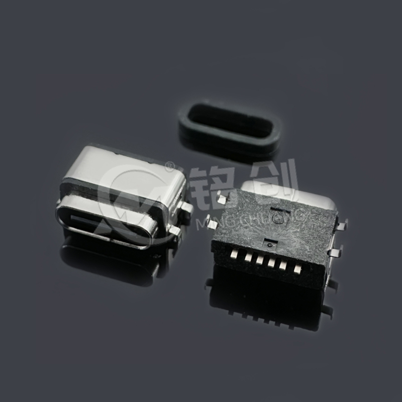 防水TYPE C母座6PIN 沉板0.55四脚插板