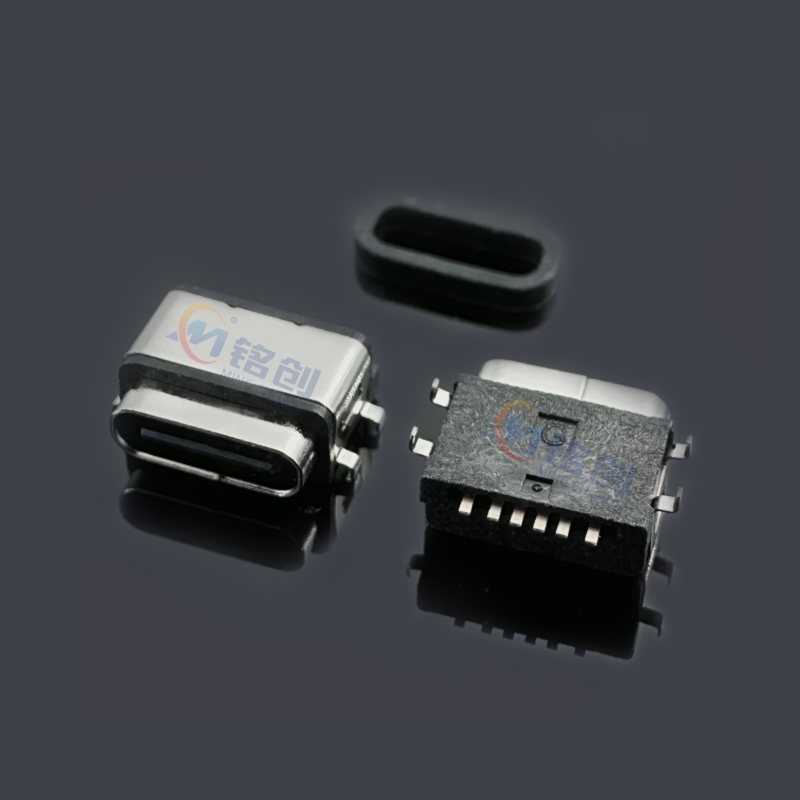 防水Type-C母座 6Pin 沉板0.55 四脚插板 USB接口