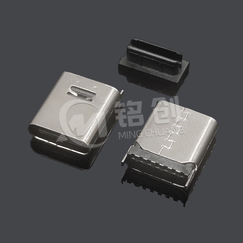 TYPE C母座6PIN 两脚插板SMT L=10.0 一模 无弹 201 黄铜 LCP