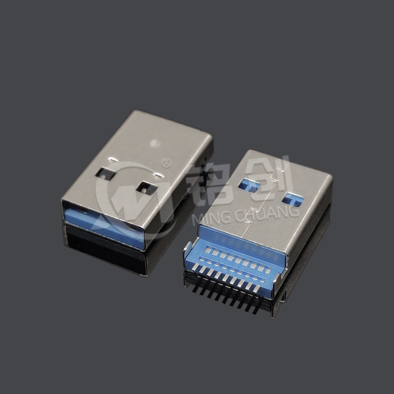 USB AM3.0 90 degree sinking board, male head, straight foot, no pillar DIP LCP, blue adhesive