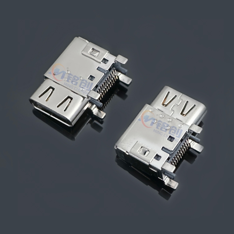 Type-C母座 24Pin 侧贴 CH=5.06 三模 有弹 高导铜 USB4.0接口