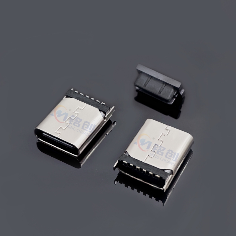 Type-C母座 6Pin 立贴 L=10.0 两固定脚插板 USB接口